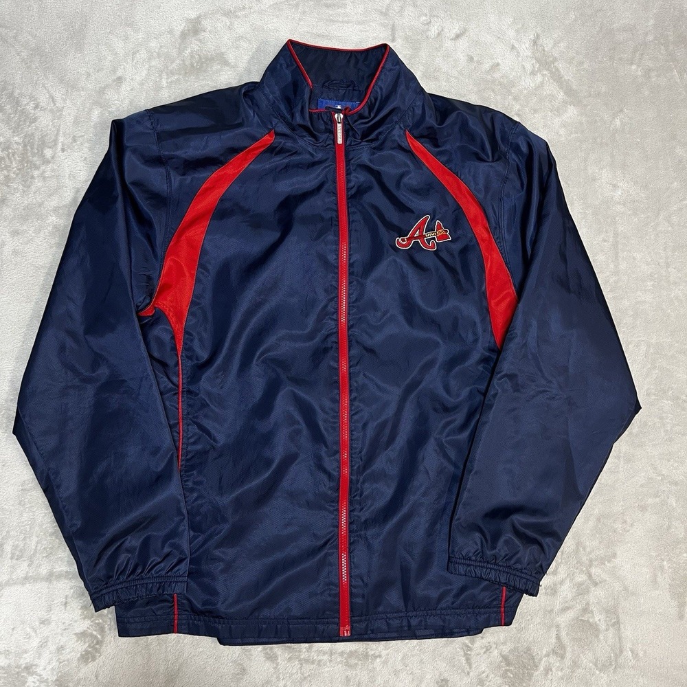 Reebok Atlanta Braves MLB Genuine Merchandise Full Zip Windbreaker Navy Mens XL